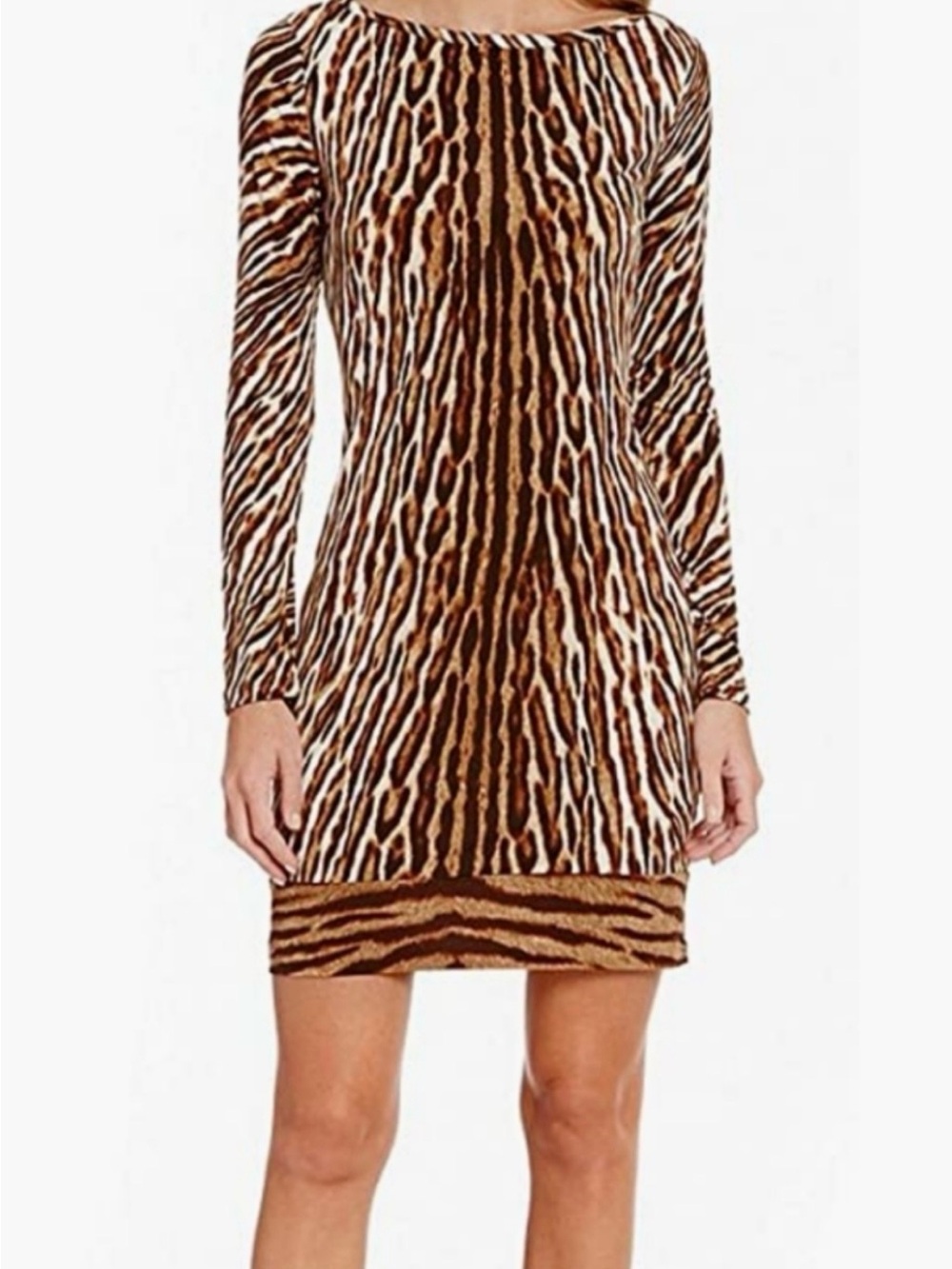 MICHAEL Michael Kors Brown Animal-Print Long-Sleeve Mini Dress